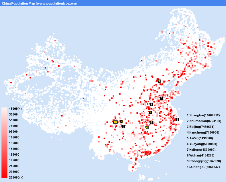 china population map handan